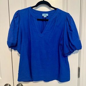 CeCe Royal Blue Puff Sleeve Blouse